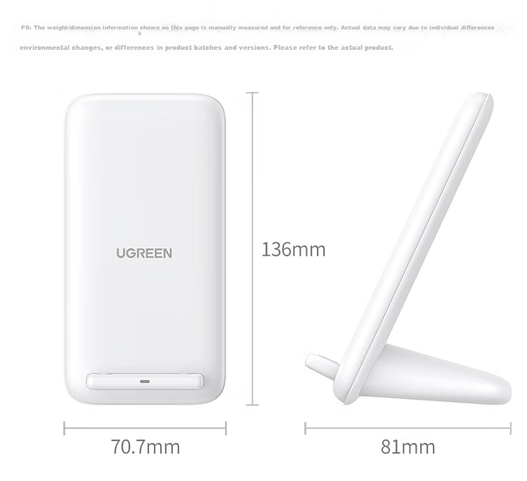 UGREEN Wireless Charger Stand for Apple iPhone 18/17/16/15/14/13/12/Pro Max, Vertical Fast Charging Dock, 15W Huawei Phone and Earphone Charger 19