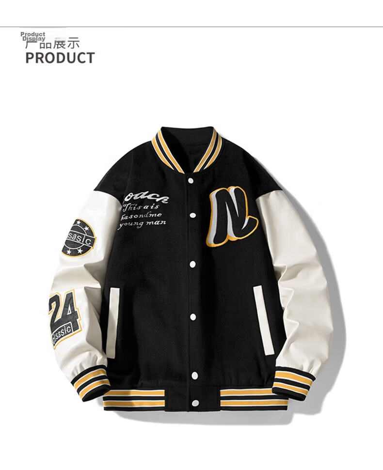 NASA MARVEL Men's Spring Autumn Baseball Jacket Casual American Style Trendy Couple Black XL 7