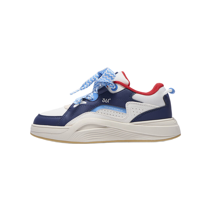 361° Kids Sneakers Children's Casual Shoes 2025 Autumn Boys Girls Soft Cushioned Thick Sole Trendy Bread Shoes Blue Size 38