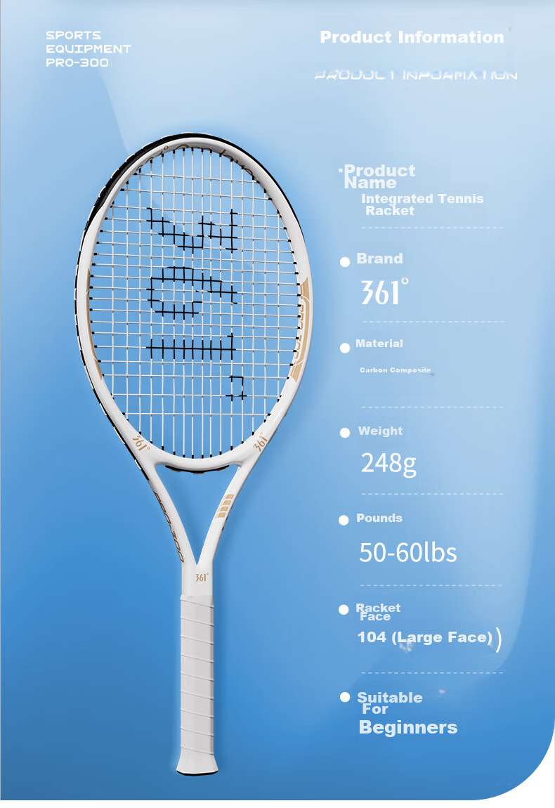 361° Tennis Racket for Men And Women Beginners, Professional Carbon Fiber Integrated Single Racket with String, Rebound Training Set 7
