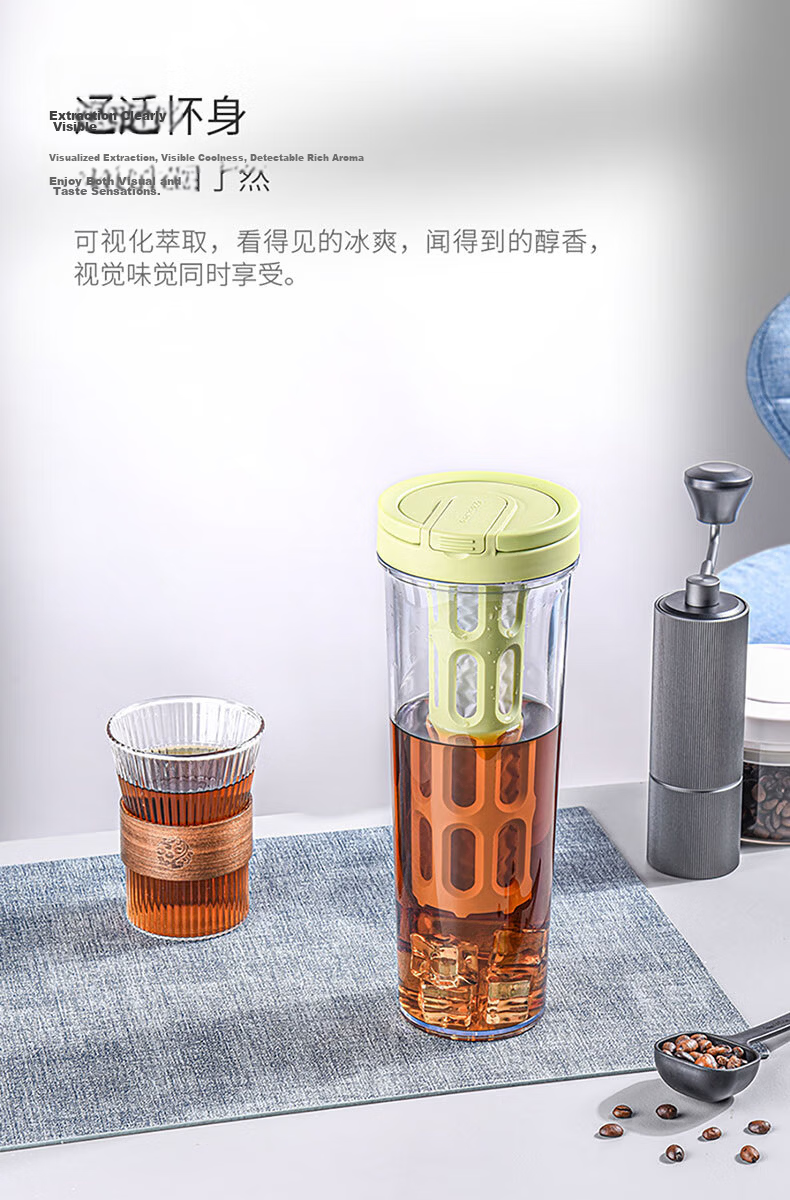 CLITON Cold Brew Coffee Maker Filter Mesh Cold Brew Cup Coffee Filter Pot Water Pitcher Tea Pot Ice Drip Pot Cold Brew Bottle 1L 3