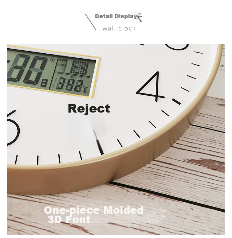 Telesonic Wall Clock, Living Room Timepiece, Automatic Time Synchronization, Perpetual Calendar, Temperature Display, Wall-Mounted, No Drilling Required, Radio-Controlled Clock, 30CM 11