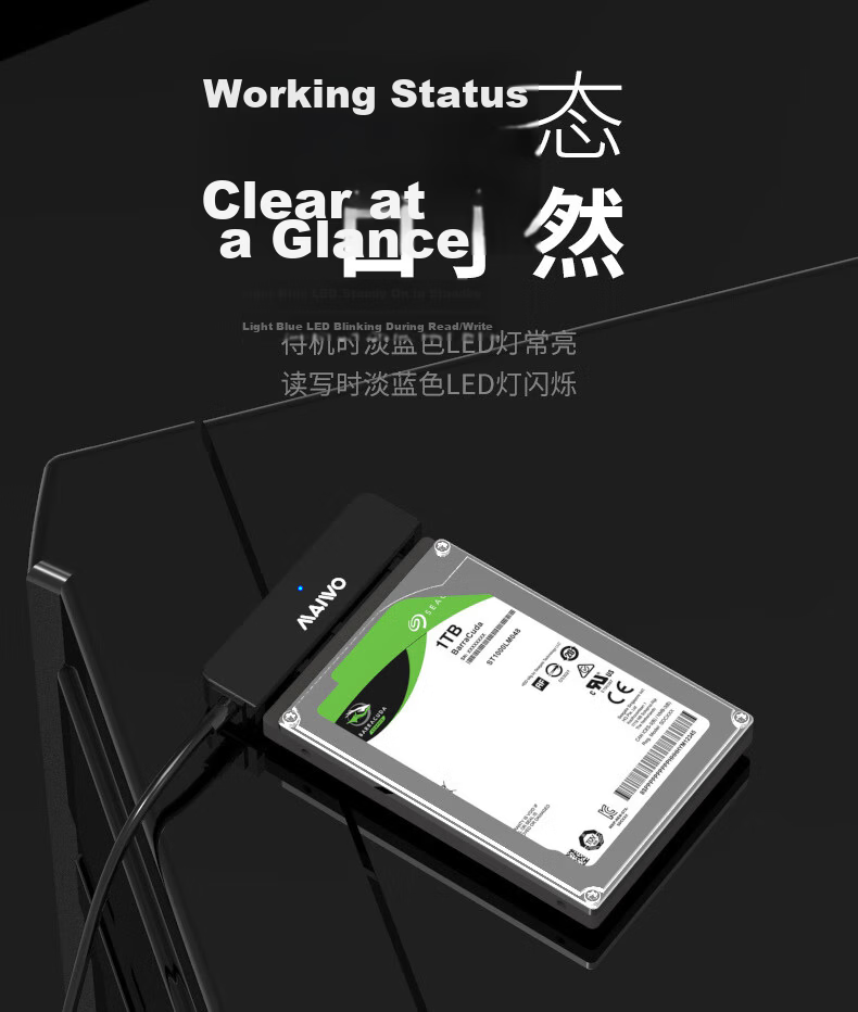 MAIWO USB 3.0 External Hard Drive Enclosure 2.5/3.5 Inch SATA HDD SSD Case for Desktop Laptop SATA Interface 5Gbps 15