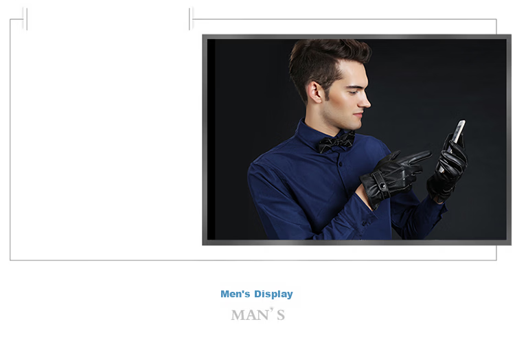 BWNK Touchscreen Men's Leather Gloves Winter Warm Windproof Fleece-Lined PU Gloves Men's Winter Motorcycle Gloves Black 3