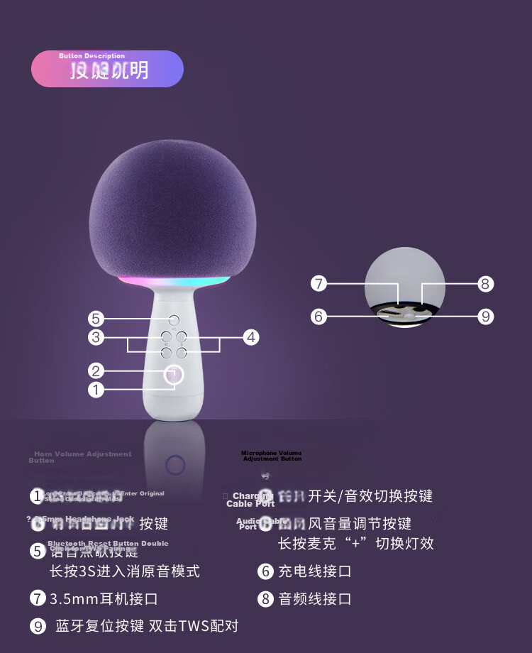 Changba Little Giant Egg G2504B Planet Mobile K-Singing Microphone Wireless Bluetooth Speaker Microphone Sound System with Built-in Sound Card Home Karaoke Device Teacher's Day Gift 21