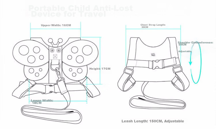 9i9 Baby Anti-Lost Leash Toddler Child Safety Walking Harness with Anti-Lost Safety Wristband Bee Design 0870 3