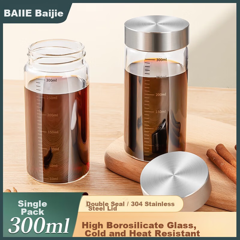 Baijie Glass Herbal Medicine Dispensing Bottle Food-Grade High-Temperature Resistant Sealed Glass Jar Portable Herbal Storage Container Sealed Storage Bottle