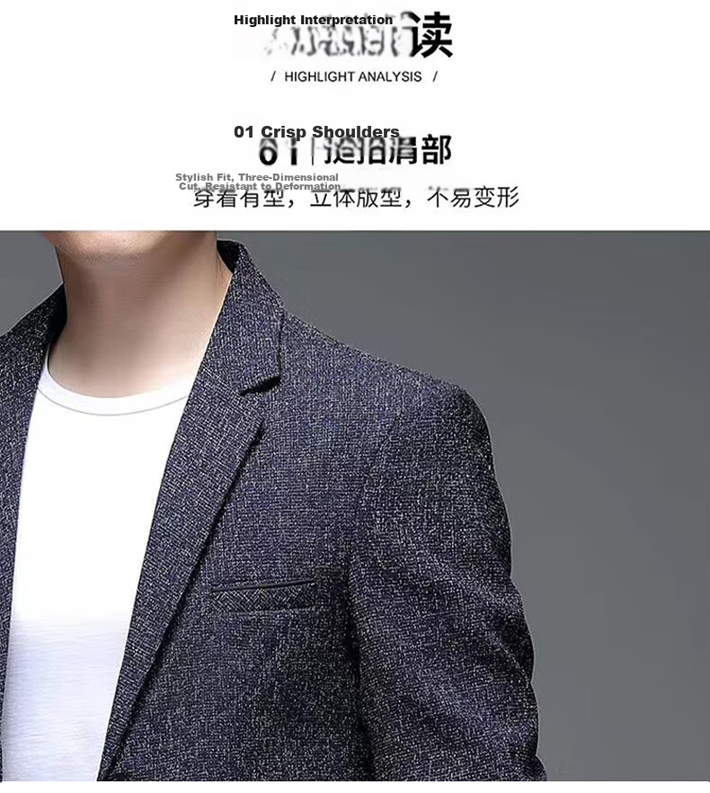 ROMON Men's Suit, Fashionable Business Single-Breasted Jacket, Versatile Casual Blazer, YT2058, Black, 4XL 5