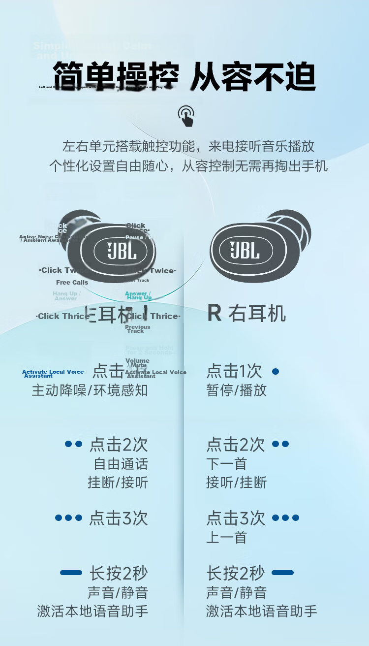 JBL LIVE BUDS 3 Smart Touch Active Noise Cancelling True Wireless In-Ear Bluetooth Earphones, Commuter Long Battery Life High-Fidelity Dustproof Waterproof Music Headphones, Blue 18