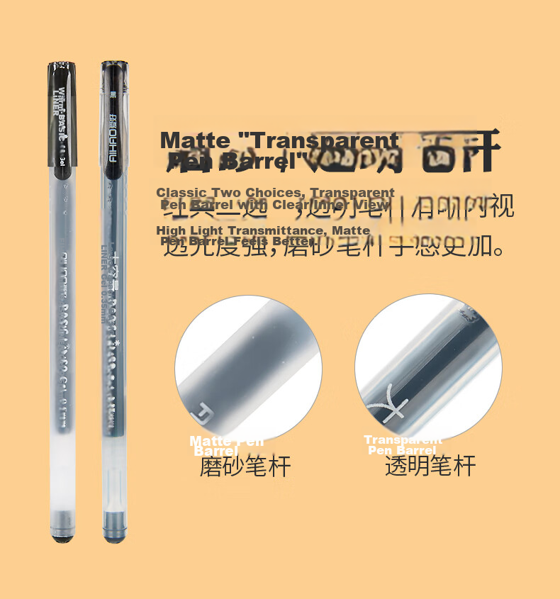 AIHAO Large Capacity Gel Pen 0.5MM Full Needle Tube Crystal Blue Gel Pen Signature Pen, Integrated Pen Tip And Body, 12 Pens/box, 8761 7