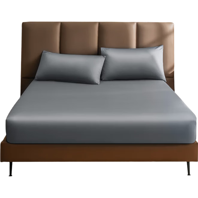 JD Jingzao 60s Long-Staple Cotton Sateen Fitted Sheet Class A Pure Cotton Mattress Protector 1.8m Bed Snow Gray