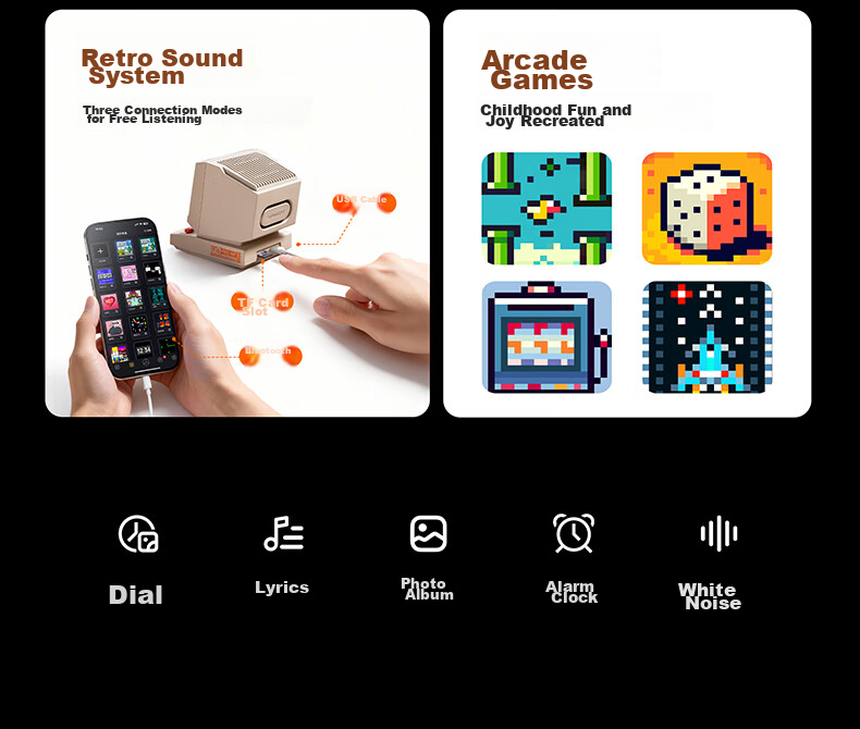 Divoom Ditoo Retro Bluetooth Speaker Desktop Subwoofer Smart Pixel Screen Mini Speaker Lyric Display Computer Desk Birthday Gift for Men Unique Present 7
