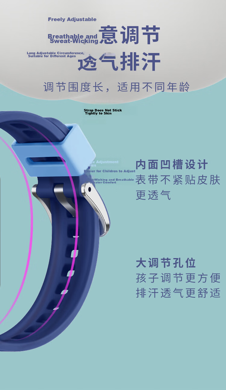Freeson Replacement Silicone Strap with Screws and Nuts Set for Huawei Children’s Watch 4X/5Pro/3X Smart Video Call Watch, Blue 6