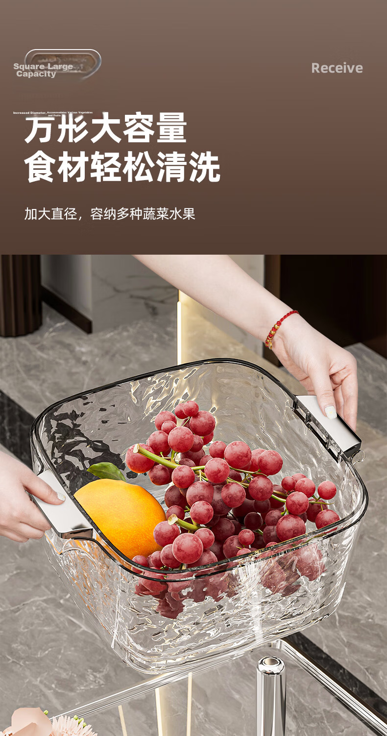 Jiadu Kitchen Sink Drainer Basket, Double-Layer Thickened Fruit Tray, Household Living Room Coffee Table Sink Strainer Basket 8