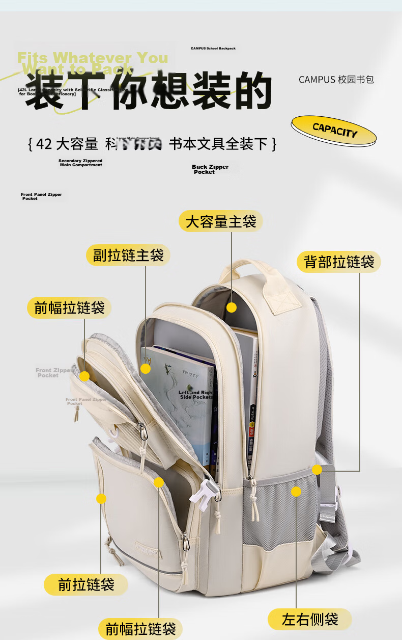 Edison High School Backpack Spine Protection Load Reduction Reflective Water-Resistant Large Capacity Student Travel Bag 2486-1 7