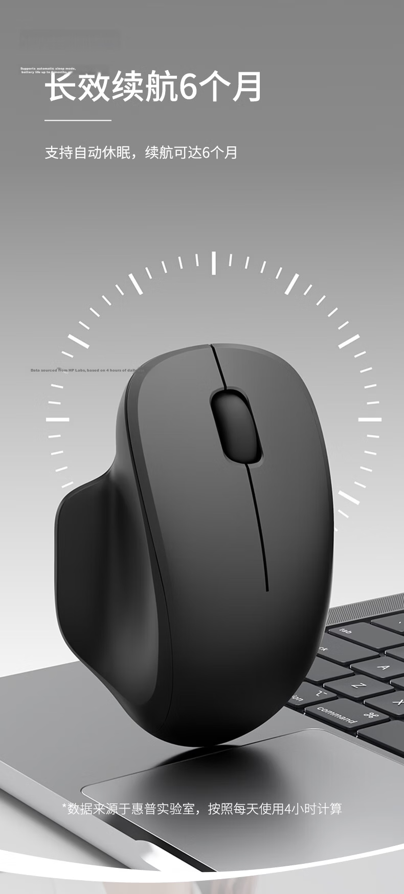 HP Professor SEC Ergonomic Wireless Bluetooth Dual-Mode 2.4G Wireless Office Mouse Type-C Charging Silent Milk Tea Color 7