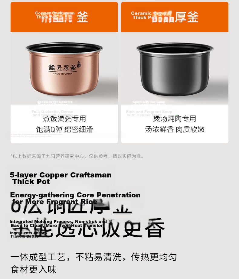 Joyoung 6L Large Capacity Electric Pressure Cooker, Dual Inner Pot, Fully Automatic, Smart Reservation, for Soup Making, Stewing Meat, Cooking Porridge, Multifunctional Y-60C817 Rice Cooker And High-Pressure Cooker, Serves 6-8 People 7