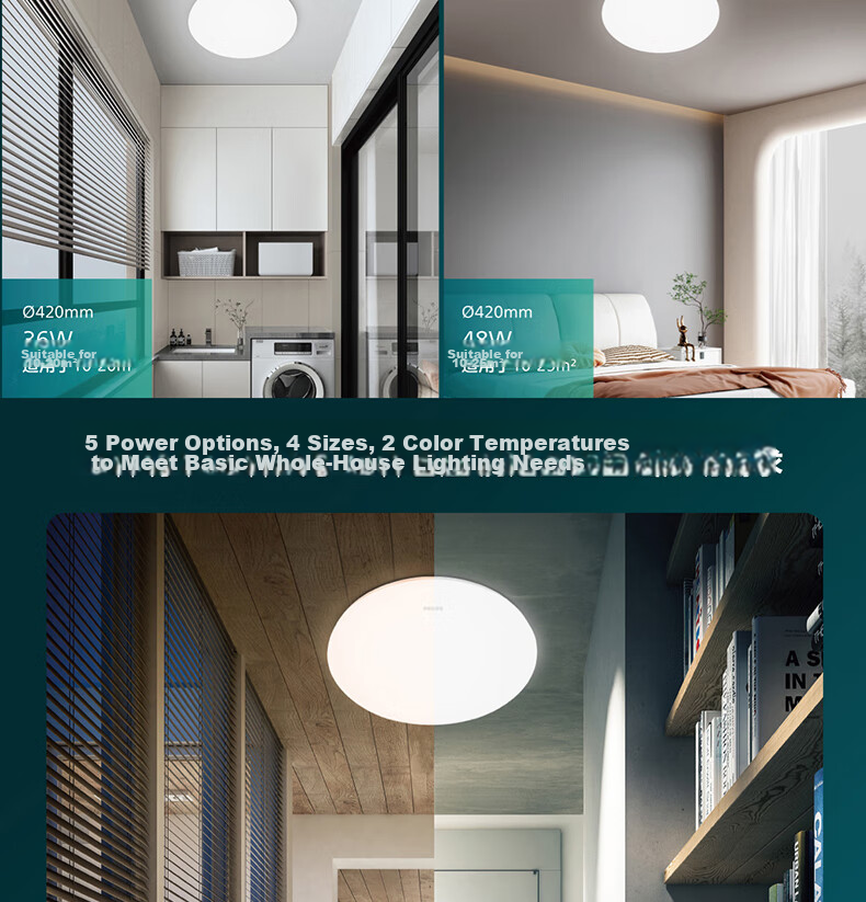 PHILIPS Full Spectrum LED Waterproof Ceiling Light IP40 Moisture Dust Mosquito Insect Resistant Bedroom Balcony Lamp 36W Warm White 4000K 360mm 5