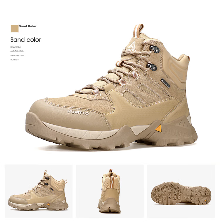HUMTTO High-Top Waterproof Men's Hiking Shoes Non-Slip Wear-Resistant Outdoor Trail Running Climbing Shoes Sand Color Size 40 13