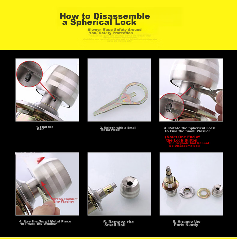 BLOSSOM Stainless Steel Spherical Lock Universal Indoor and Outdoor Wooden Door Lock Model 587 11