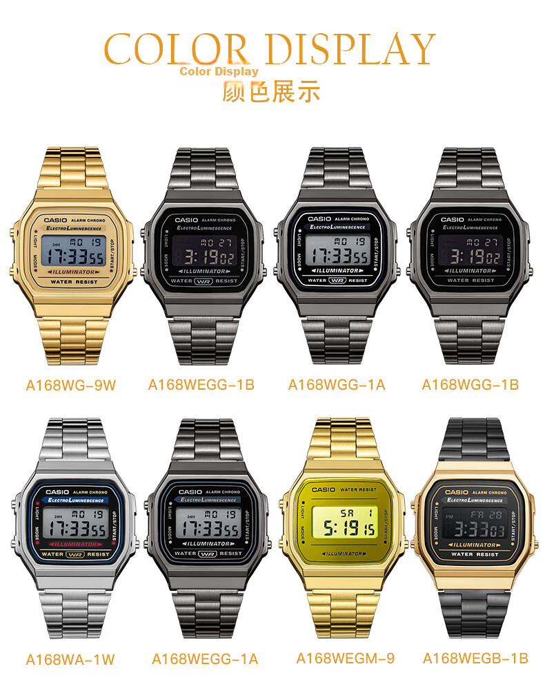 Casio Retro Square Digital Watch for Students, Unisex, A168WERB-2A 9
