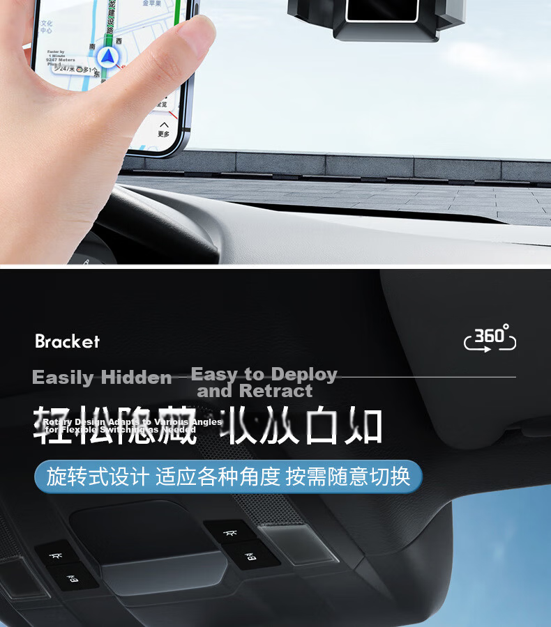 Digalun Car Rearview Mirror Phone Holder 360-Degree Rotation Adjustable Stretch Car Mount Universal Multi-Function AR Navigation Bracket 6