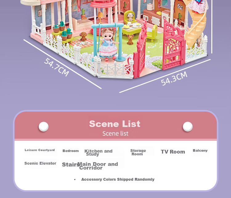 YaSiNi Doll Villa, Children's Toy, Girl's Transformable Castle, Dress-Up Dolls, Pretend Play, DIY Birthday Gift 19
