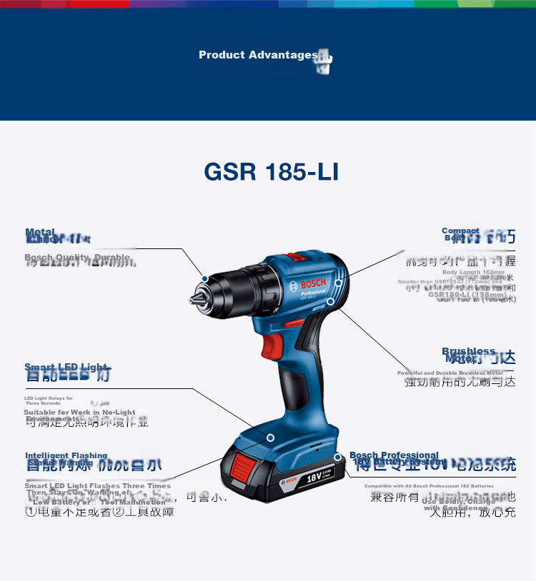 BOSCH 18V GSR 185-LI Cordless Lithium Battery Screwdriver Drill with 2.0Ah Battery x2 14