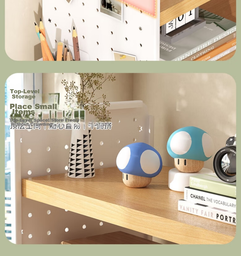 XIAOJIANGCAI Desktop Storage Rack, Office Desk Bookshelf, Simple Multi-Layer Desk Organizer for Students, Three-Tier Pegboard Cabinet, 60cm 15
