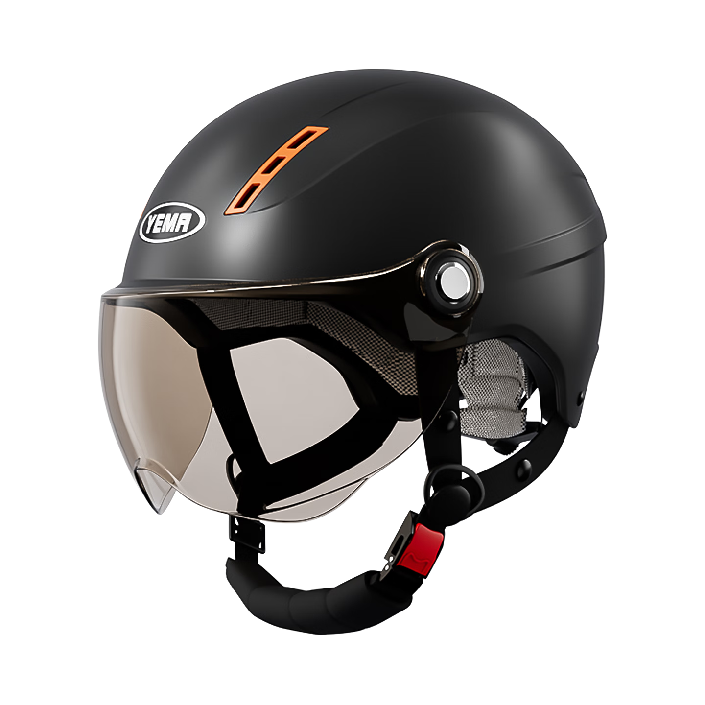 YEMA 3C Certified 359S Electric Motorcycle Helmet for Men And Women, Summer Sun Protection Lightweight Half Helmet for Electric Scooters Safety Helmet, Summer One Size Fits All, Pia Black + Short Coffee-Colored Visor