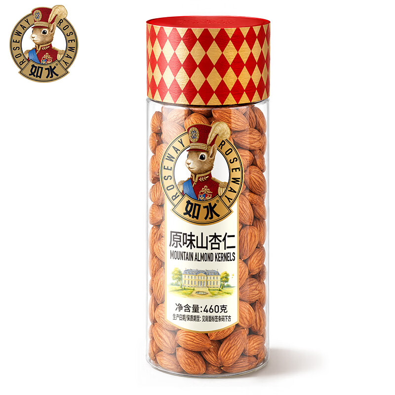 如水 原味山杏仁460g/罐 新货南北杏仁休闲零食大颗粒新货烘焙熟坚果