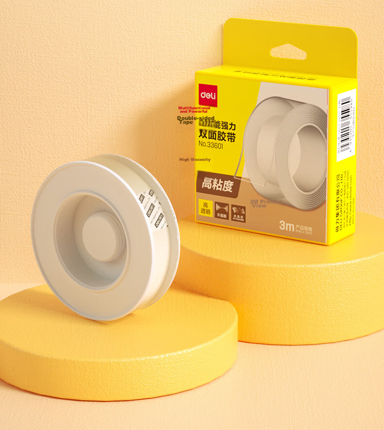 Deli Strong Nano Tape No-Trace Double-Sided Transparent Tape 30mm*3m Upgraded Dustproof Blister Car and Home Use Washable Reusable 1 Roll 33601 14