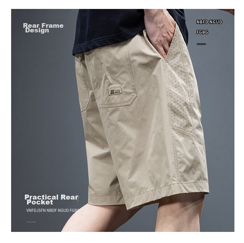 ROMON Men's Ice Silk Shorts Summer Thin Loose Quick-Dry Sports Workwear Five-Point Pants Gray 4XL 12