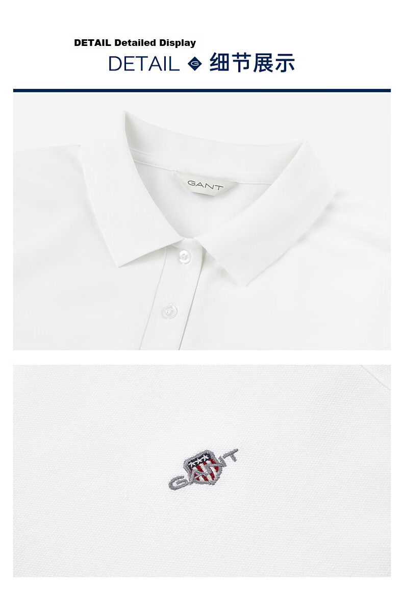 GANT Outstanding Polo Spring Summer Women's Cotton Short Sleeve Polo Shirt with Lapel Collar 682-Cherry Blossom Pink L 15