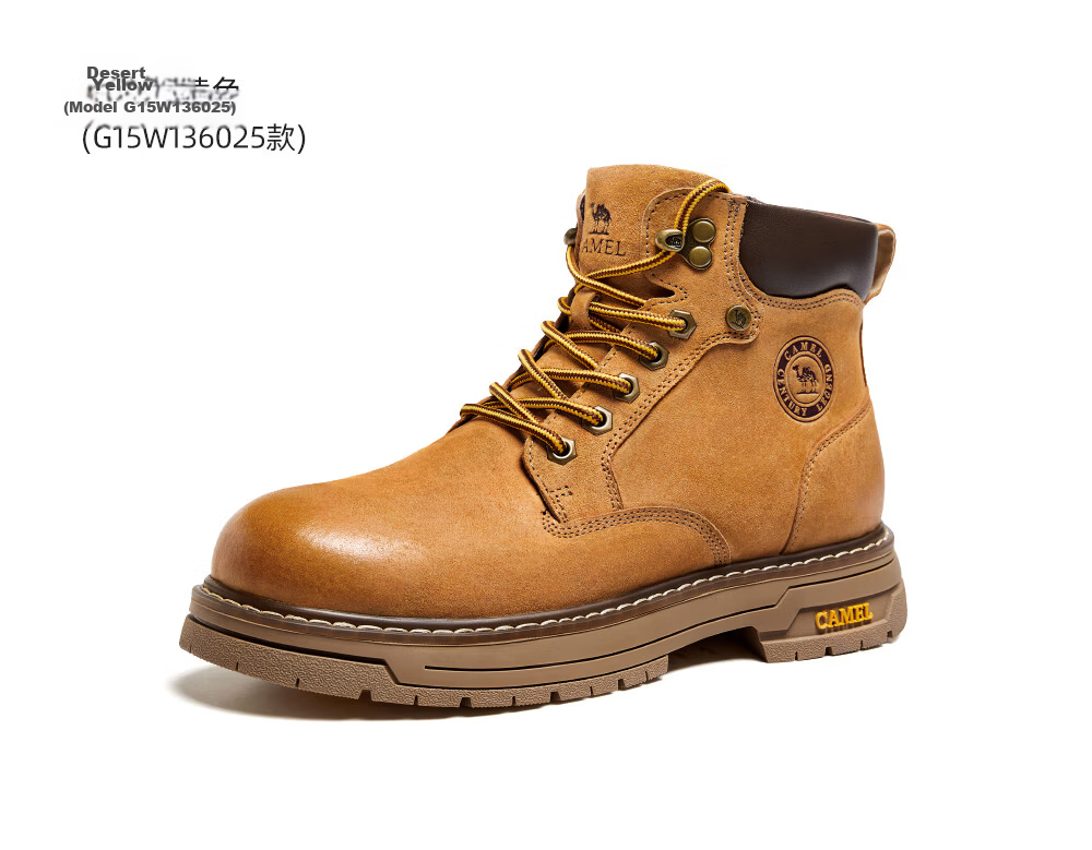 CAMEL Wang Junkai Edition Martin Boots High-top Outdoor Work Yellow Boots Men GE122W7757T Golden Yellow 42 32