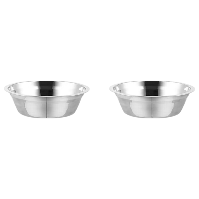 BJ Stainless Steel Bowl, Stainless Steel Bowl, Soup Pot, Kitchen Large Soup Bowl, Rice Bowl, Salad Bowl, Seasoning Bowl, 24CM, Set of 2