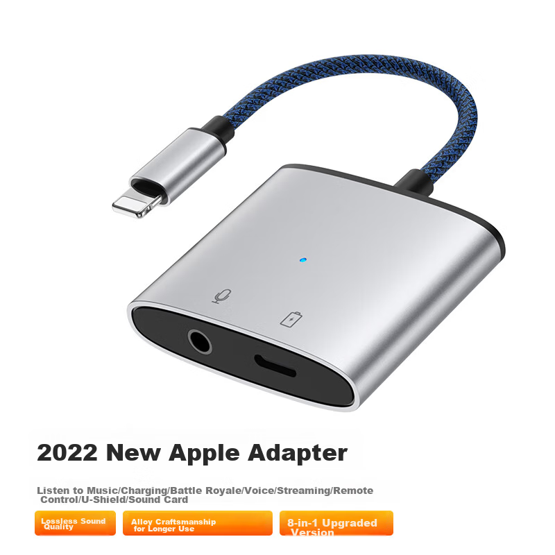DOOSEYUON Apple Earphone Adapter 2-in-1 Charging and Music Listening for iPhone 14 13 Pro 11 12 8 Plus XS Audio Converter Splitter Live Streaming Sound Card 3.5mm