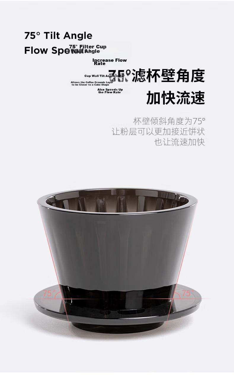 Timemore Ice Gaze B75 Pour Over Coffee Filter Cup Cake Filter Cup Flat Bottom Filter Cup Home Coffee Utensils 8