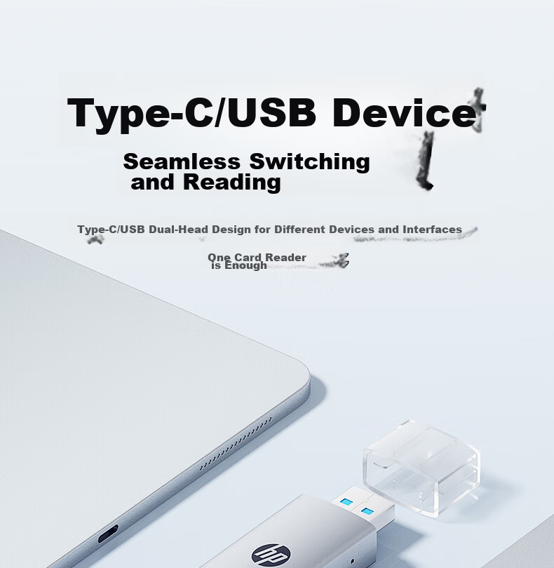 HP Memory Card Reader with Type-C And USB Dual Ports, Supports SD/TF Card Transfer, Compatible with Smartphones, Computers, Tablets, IPad, Dash Cams, And Surveillance Devices 4