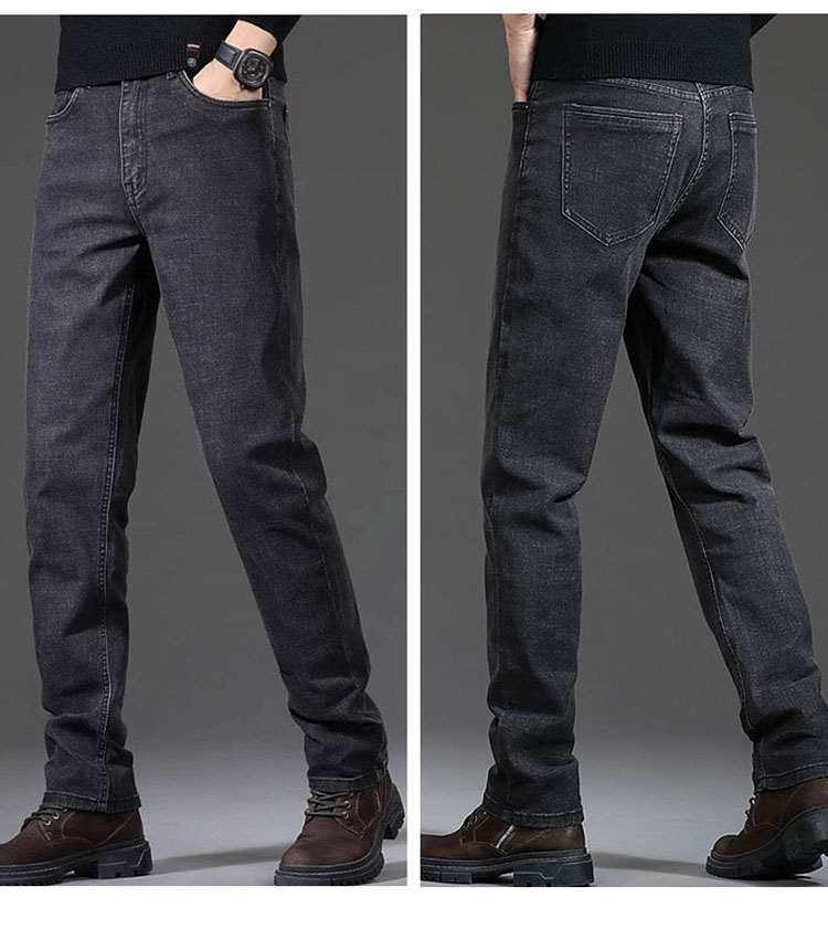 TUCANO Men's Jeans Autumn Loose Straight Business Casual Stretch Trendy Pants Black Gray 32 11