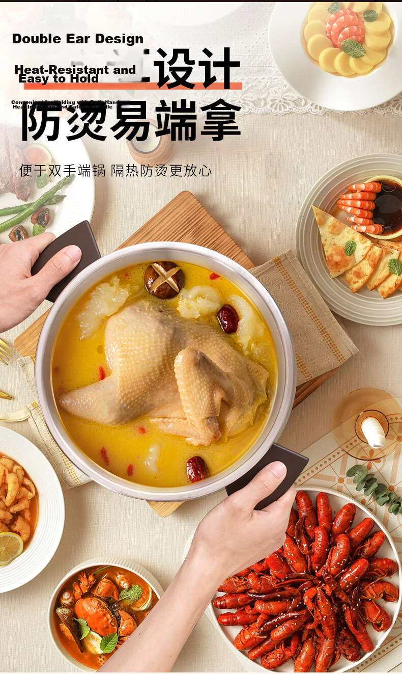 Double Happiness High-Pressure Cooker 304 Stainless Steel Gas and Induction Cooker Compatible Explosion-Proof Pressure Cooker Single-Handed Opening 22CM/4L Red Melody 12