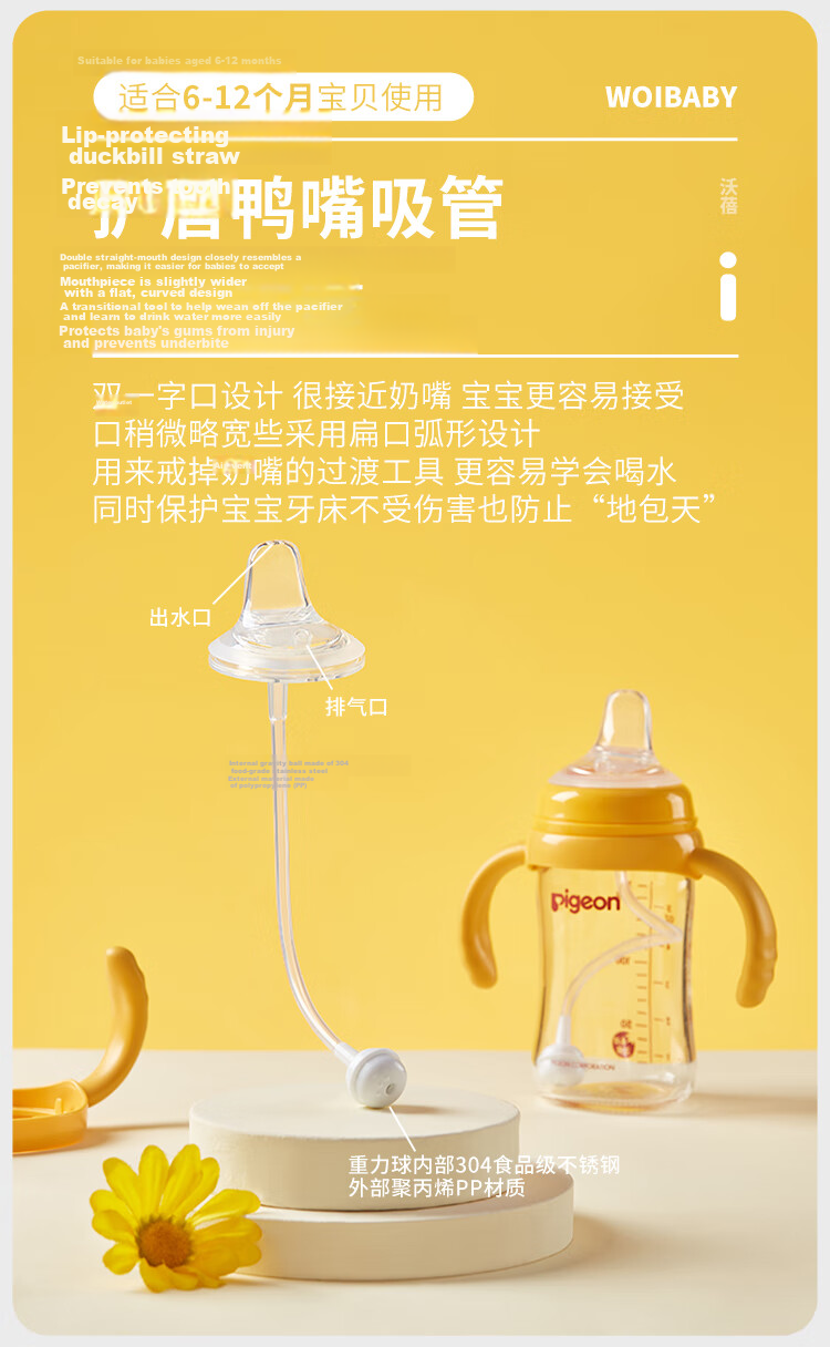 COOKSS Baby Bottle Straw Accessory, Suitable for Pigeon Baby Bottles Third Generation, Wide-Mouth Bottle Handle Brush Combinatio 4