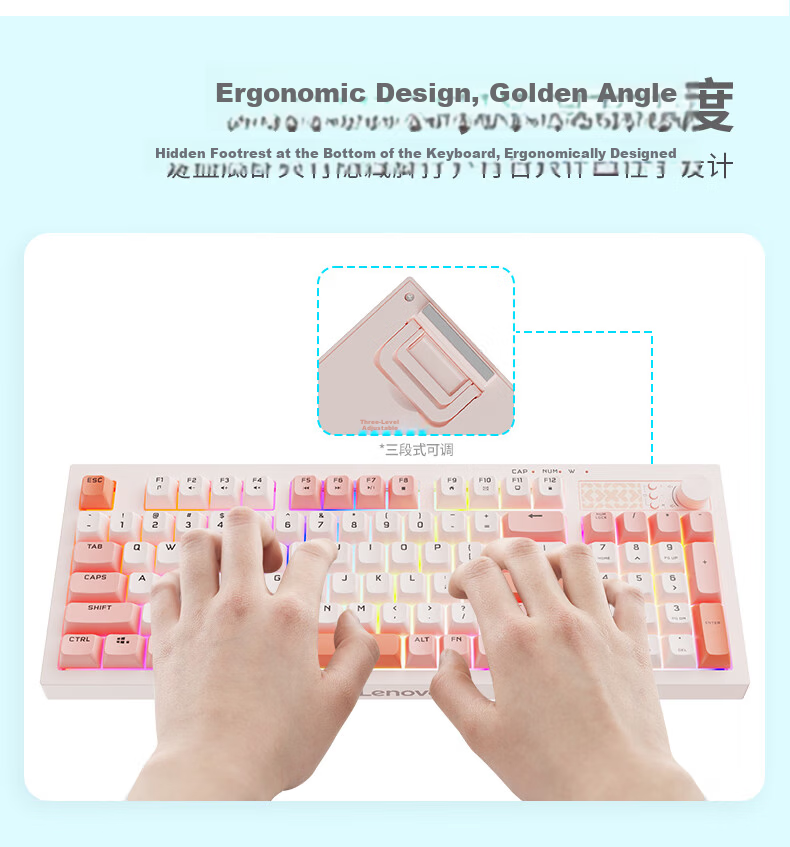 Lenovo Xiaoxin K1P Quiet Wireless 98-Key Keyboard And Mouse Combo, Jelly Touch Mechanical Rebound, Multi-Key Shortcuts, 3-Level DPI, Windows Compatible, Moon White 7