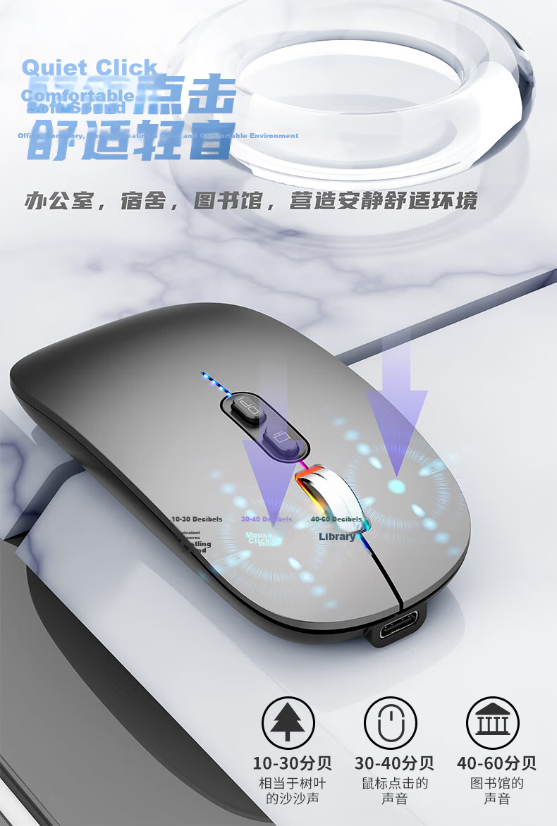 Stiger Gradient Color Wireless Bluetooth Mouse Compatible with Apple Huawei MateBook Pad Pro Laptop Tablet Desktop Office Quiet Rechargeable 13