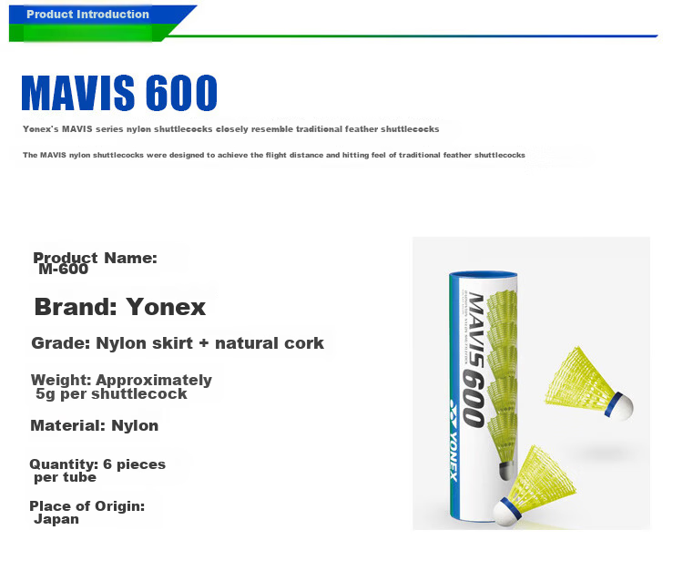 YONEX Badminton Shuttlecock, Durable Flight Stability, Competition And Training, Nylon Plastic Ball M-300 White 2
