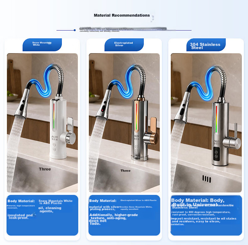 AUX Electric Hot Water Tap, Instant Heating Faucet, Dual-Use for Cold And Hot Water, Kitchen And Balcony Household Water Heater 1
