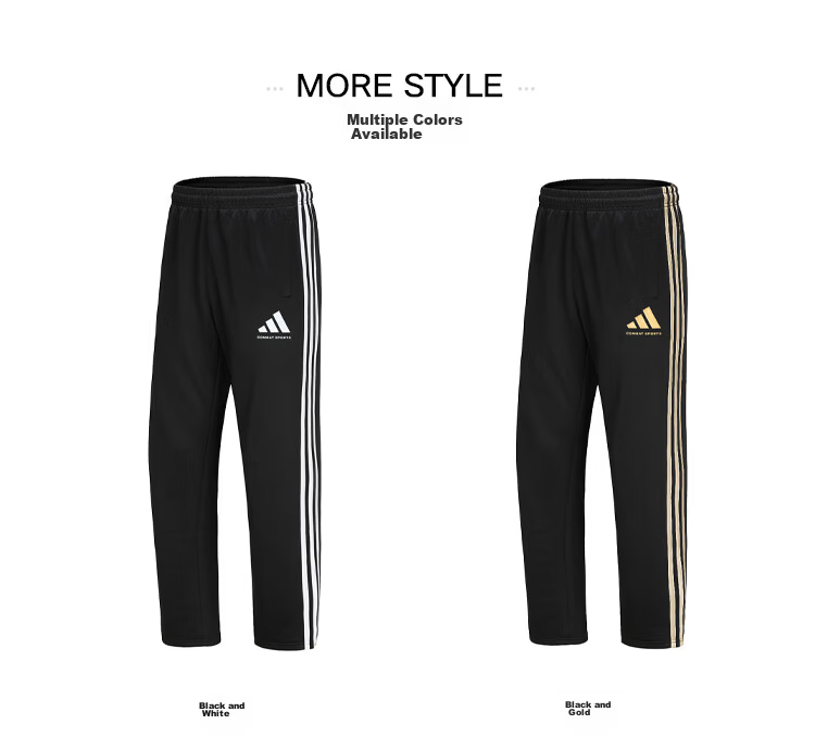 Adidas Unisex Loose Breathable Straight-Leg Running Sports Casual Pants Black White (Classic) L 2