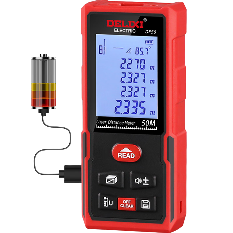 DELIXI ELECTRIC Laser Distance Meter High-Precision Outdoor Laser Rangefinder Electronic Tape Measure Green Light 70m