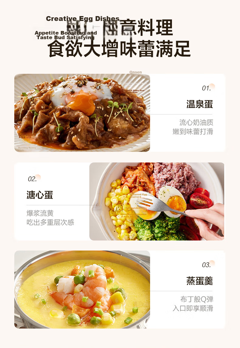 SUPOR Egg Cooker, Steamer, Small Steaming Pot, Egg Cooking Wonder, Rotary Knob with Timer And Auto Shut-Off, Double-Layer, Home Mini Egg Custard Multi-Function Cooker, Z15FK953 6