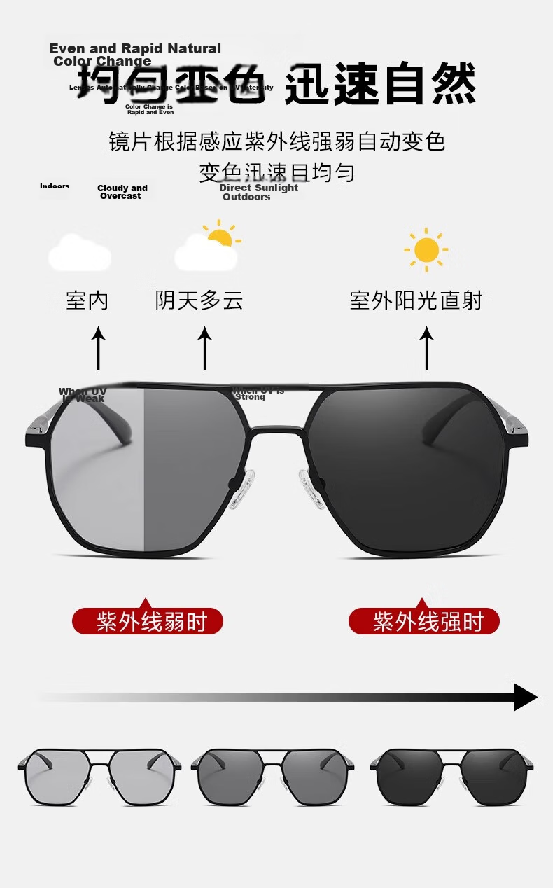 GOGOSOON Premium Aluminum-Magnesium Polarized Photochromic Sunglasses for Driving And Fishing, UV Protection Men's Sunglasses 5